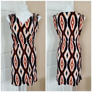 Worthington Ikat surplice tulip hem dress XS